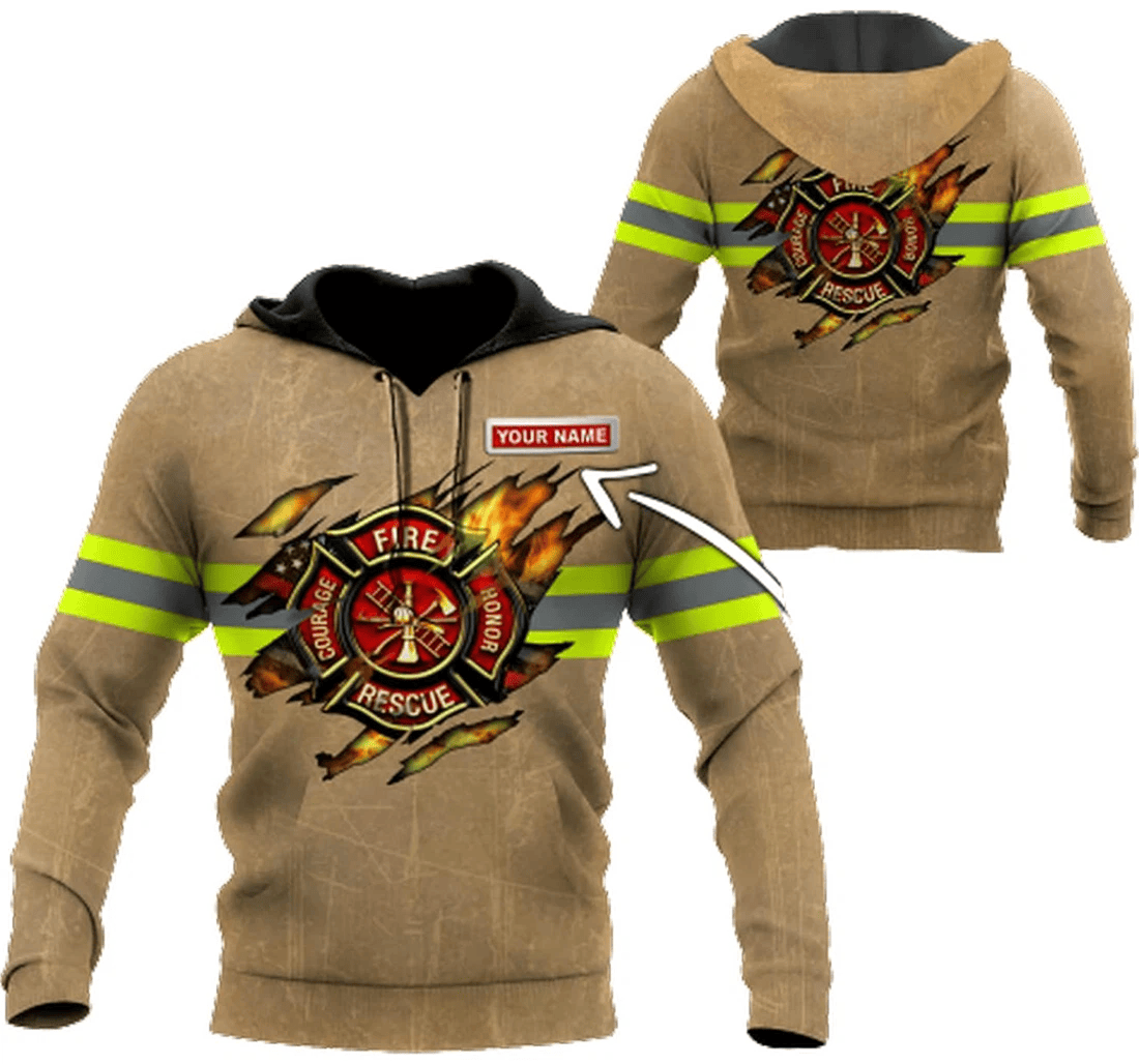 Personalized Firefighter Brown Pattern Family - 3D Printed Pullover Hoodie