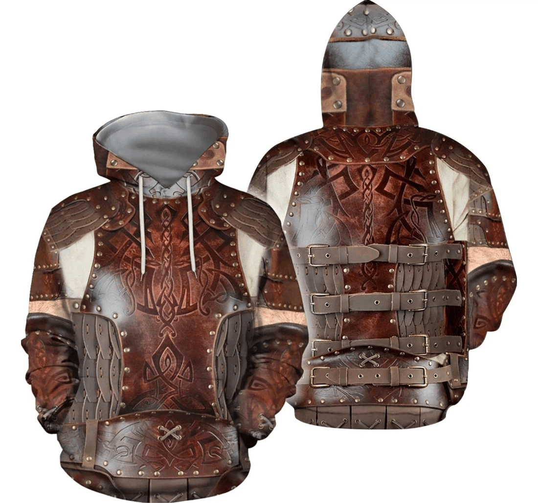 Personalized Viking Armor Viking Tattoo Pattern Odin Asgard Totem Tops - 3D Printed Pullover Hoodie