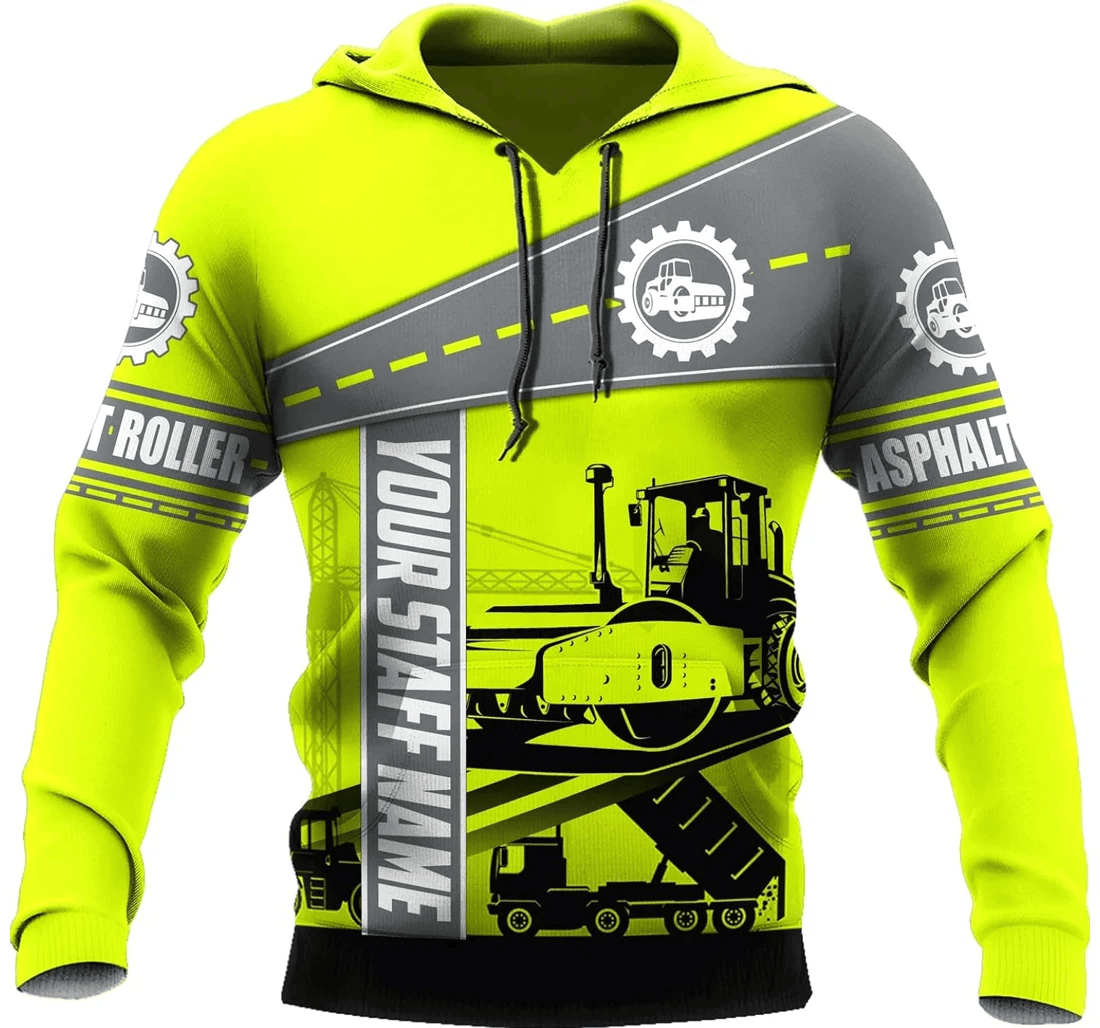 Personalized Asphalt Roller Compactor Green Family - 3D Printed Pullover Hoodie