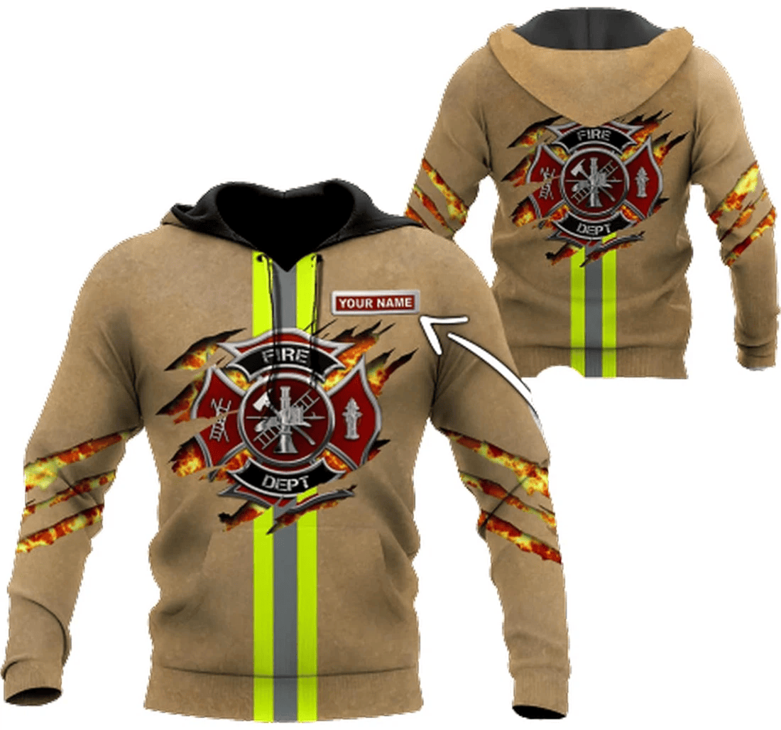 Personalized Firefighter Red Pattern Family - 3D Printed Pullover Hoodie