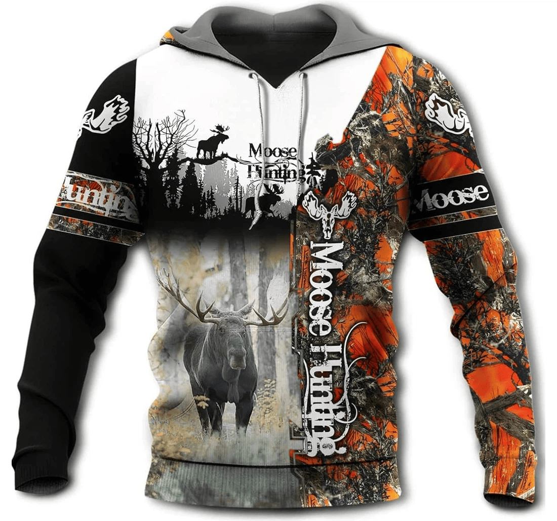 Personalized Orange Camo Hunting Moose Story In The Wood Hunting Hunting Hunting - 3D Printed Pullover Hoodie