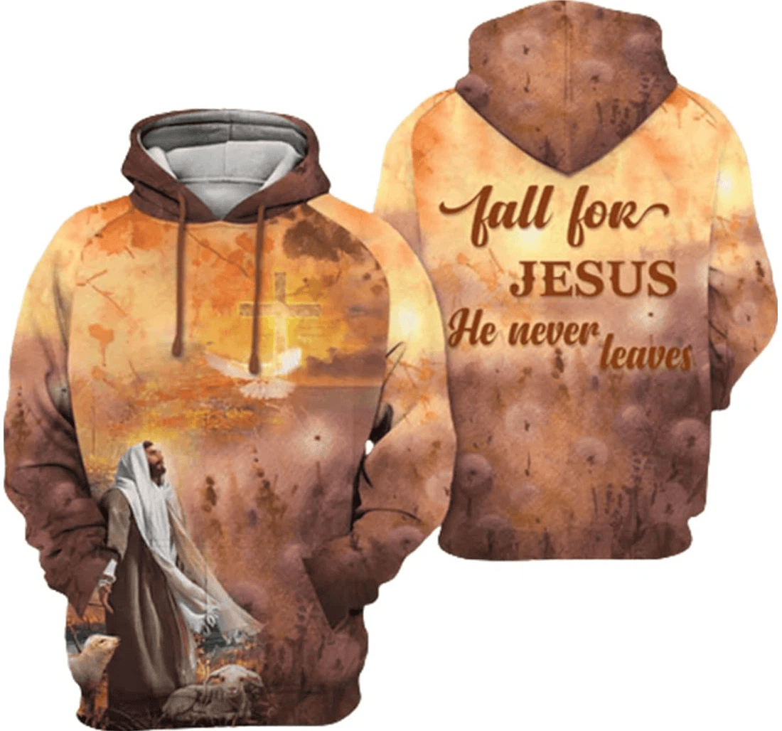 Personalized Jesus Never Leaves Essentials Jesus Lovers - 3D Printed Pullover Hoodie