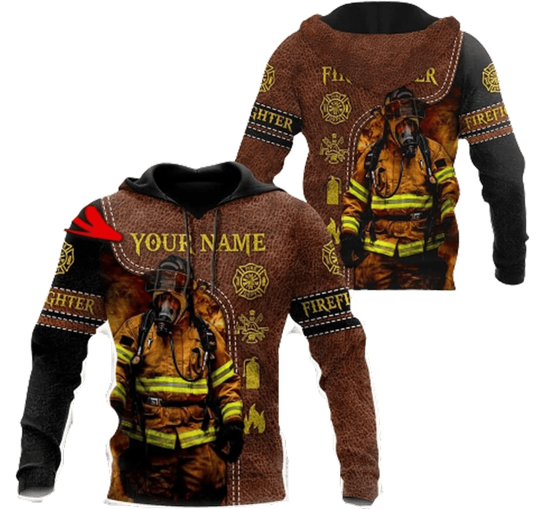 Personalized Firefighter Brown Pattern Family - 3D Printed Pullover Hoodie