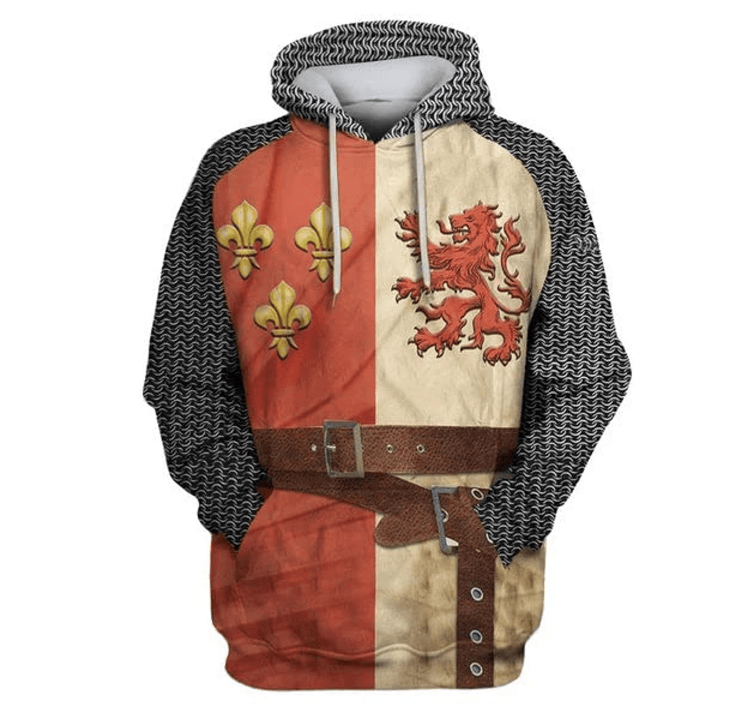 Personalized Knights Templar Red Yeallow Amour Middle Ages Knights Templar To - 3D Printed Pullover Hoodie