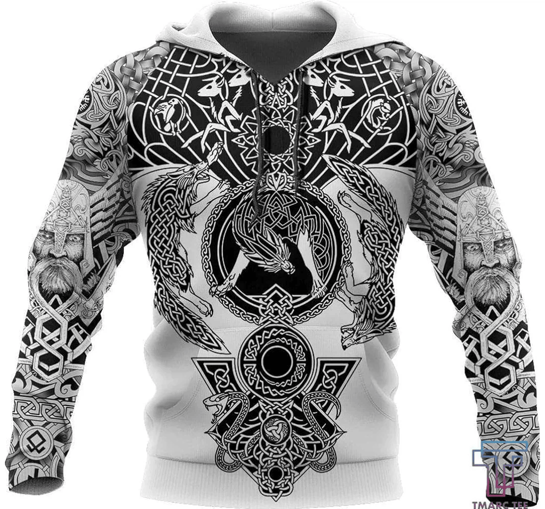 Personalized Viking Tattoo Viking Tattoo Pattern Odin Asgard Totem Tops - 3D Printed Pullover Hoodie