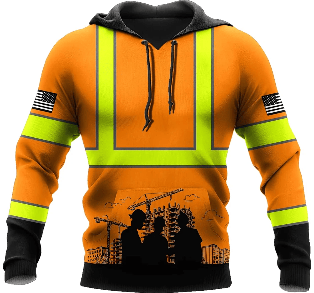 Personalized Construction Worker Orange Safety Family - 3D Printed Pullover Hoodie