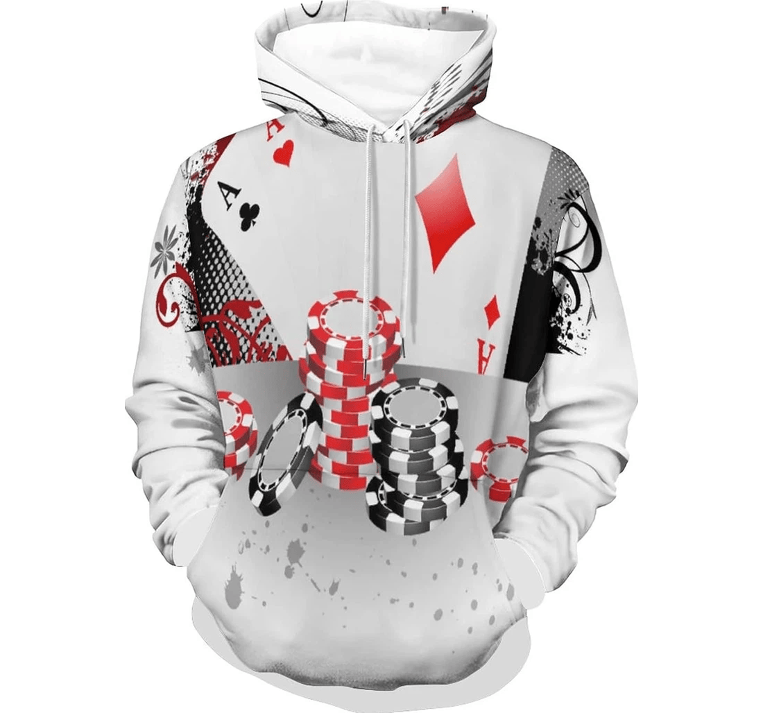 Personalized Red Playing Cards - 3D Printed Pullover Hoodie