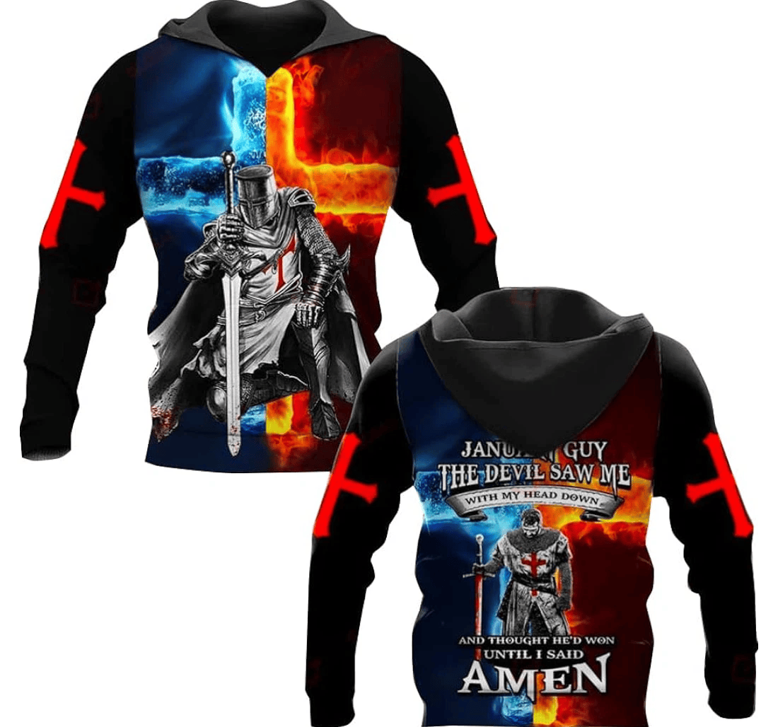 Personalized January Guy The Devil Saw Me Until I Said Amen Us Best Price - 3D Printed Pullover Hoodie