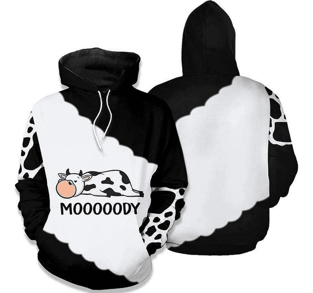 Personalized Cow Cute Mooooody Over Father Day - 3D Printed Pullover Hoodie