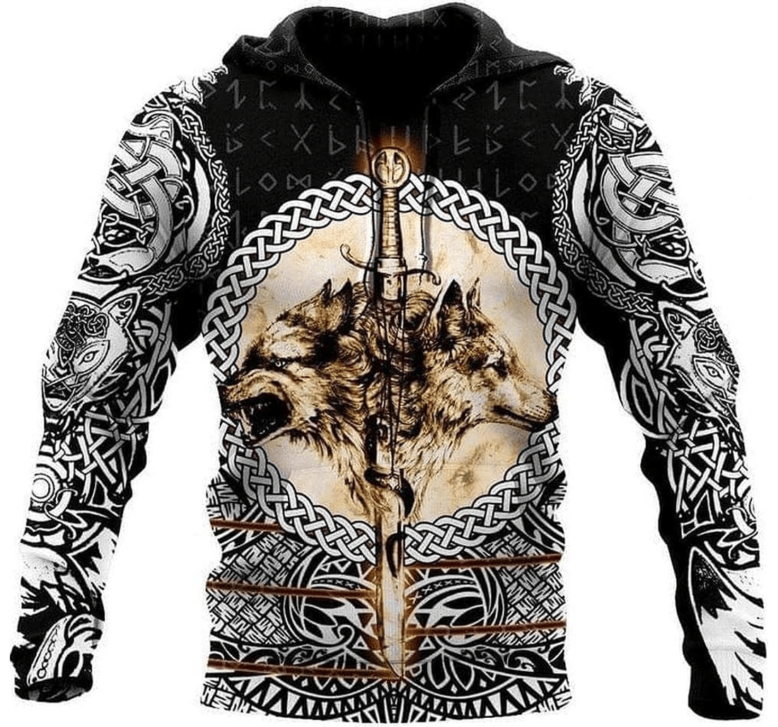 Personalized Viking Wolf Over Father Day - 3D Printed Pullover Hoodie