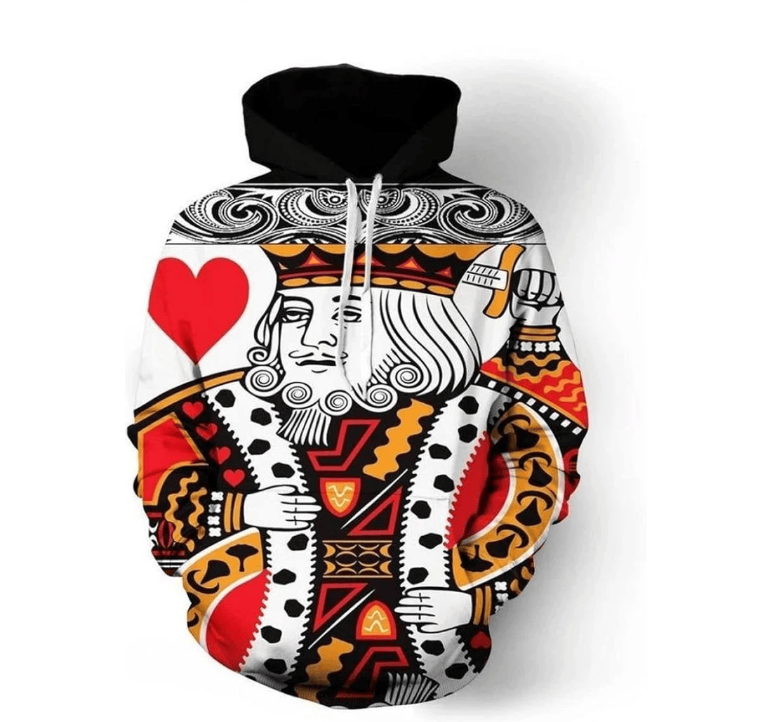 Personalized Poker King Of Hearts Over Father Day - 3D Printed Pullover Hoodie