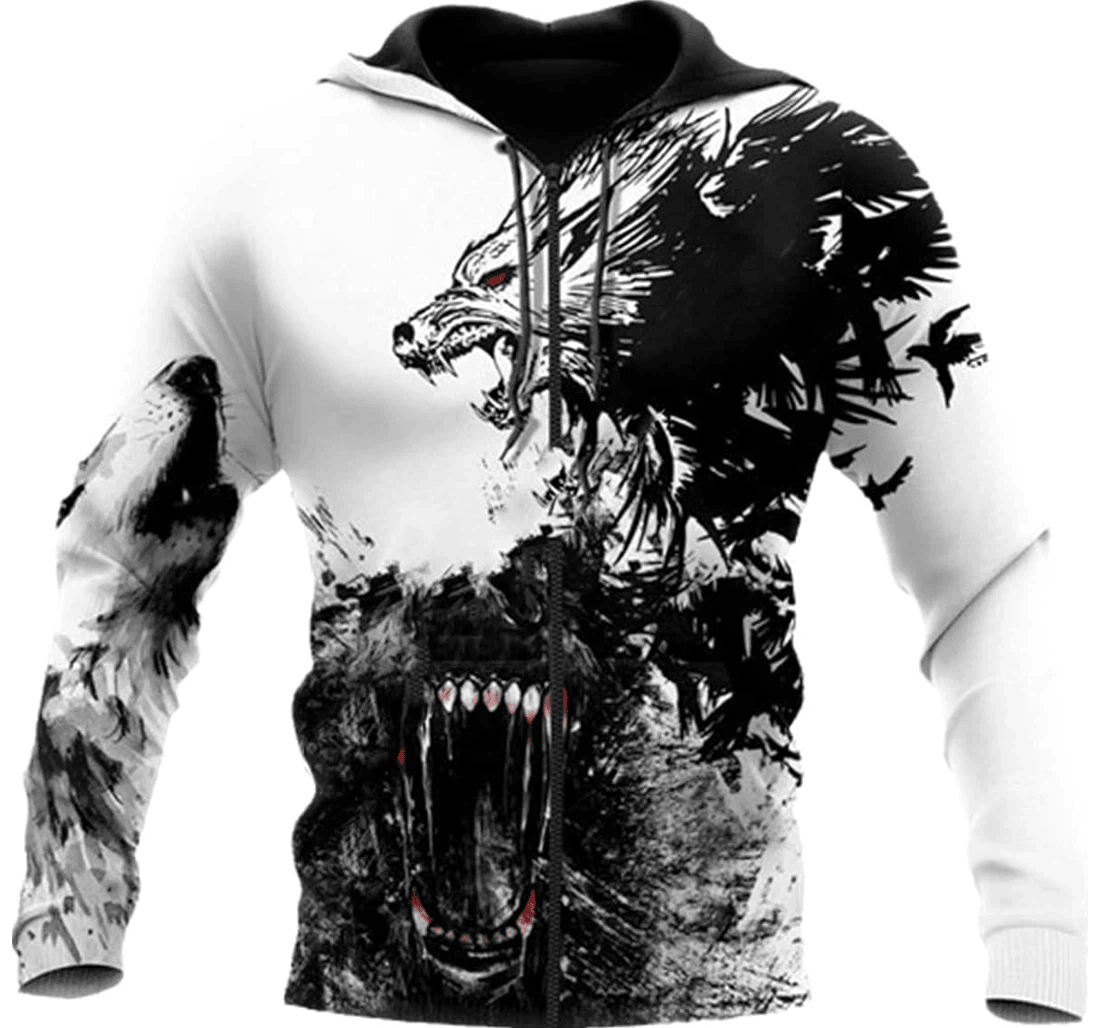 Personalized Animal Hunting Wolf Tattoo Camouflage Sportswear Men's Women's - 3D Printed Pullover Hoodie