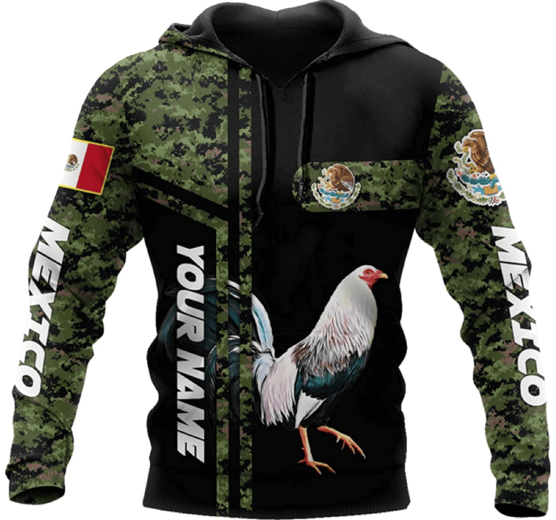 Personalized Camo Mexican Rooster T - 3D Printed Pullover Hoodie