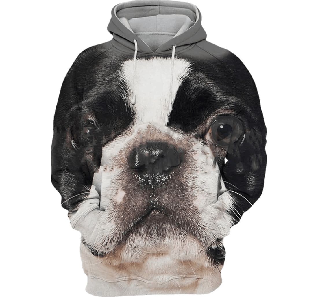 Personalized Animal Dog Boston Terrier Funny Dog Street Sportswear - 3D Printed Pullover Hoodie