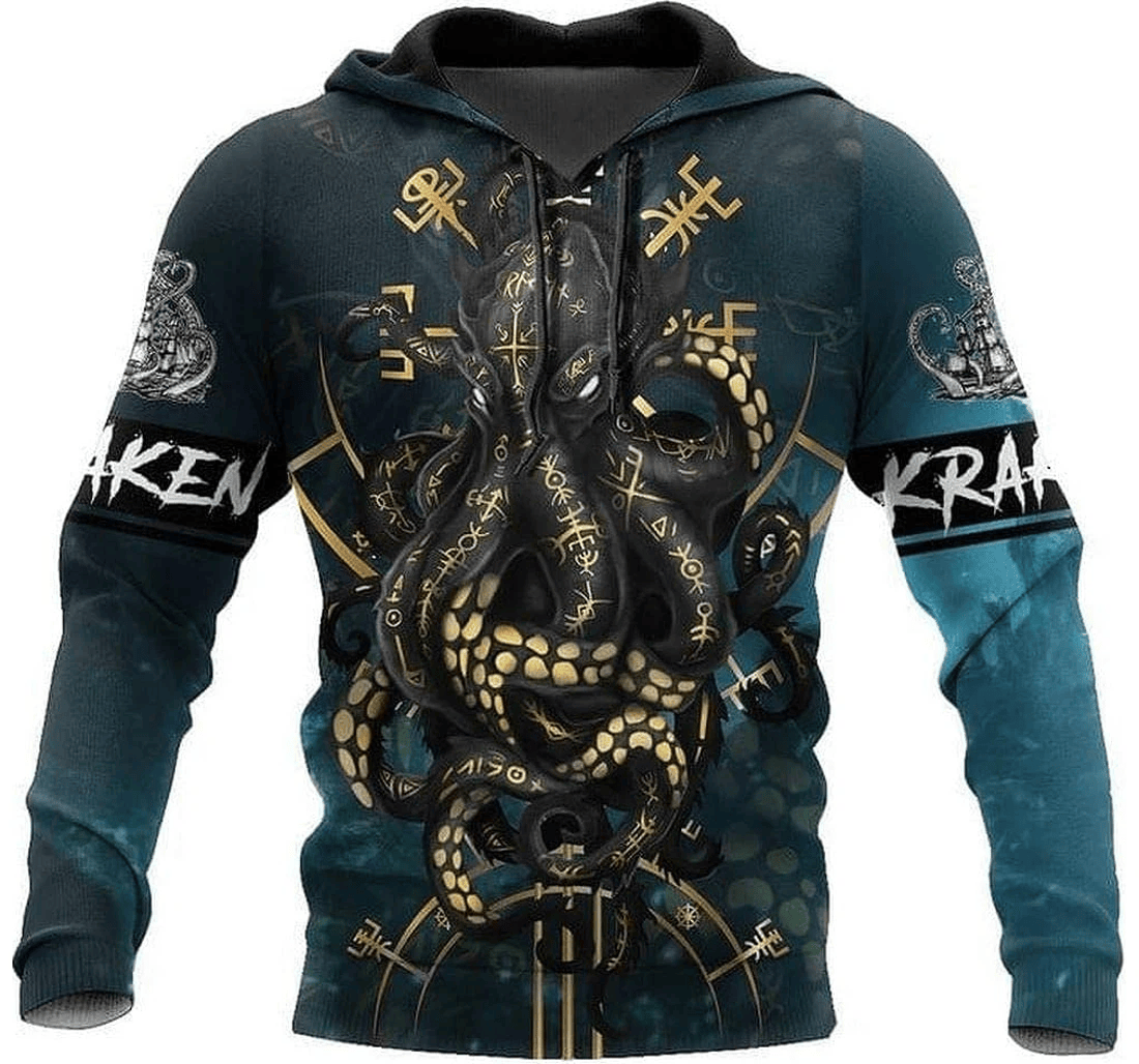 Personalized Viking Octopus Father Day - 3D Printed Pullover Hoodie