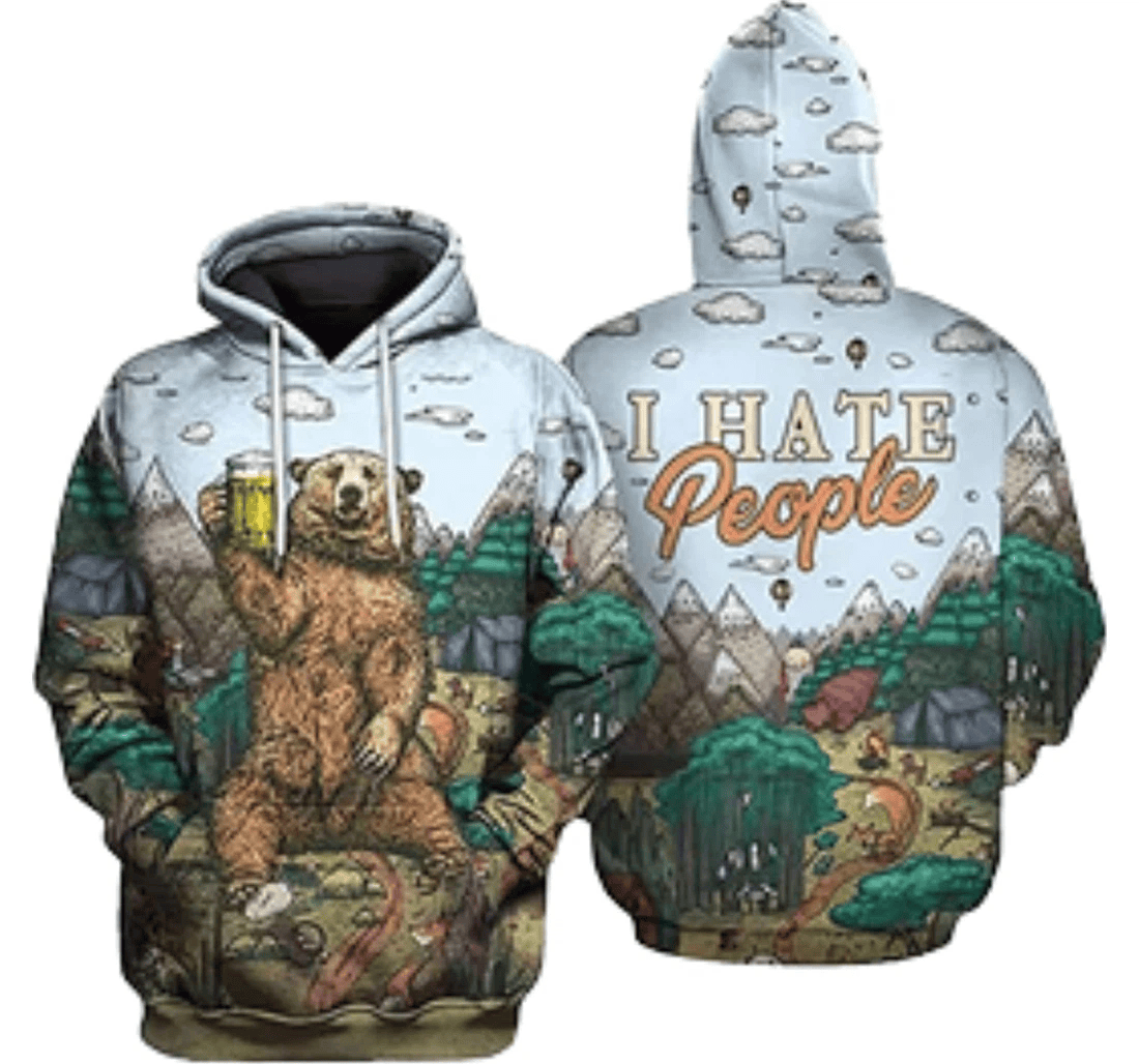 Personalized Bear Lovers Birthday Animals - 3D Printed Pullover Hoodie