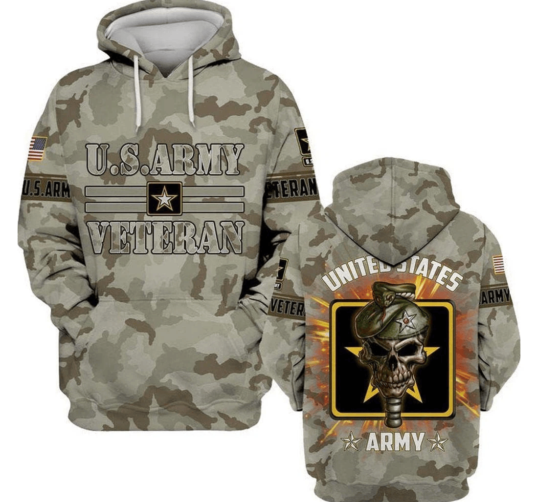 Personalized Us Army Veteran Lovers Father Day - 3D Printed Pullover Hoodie