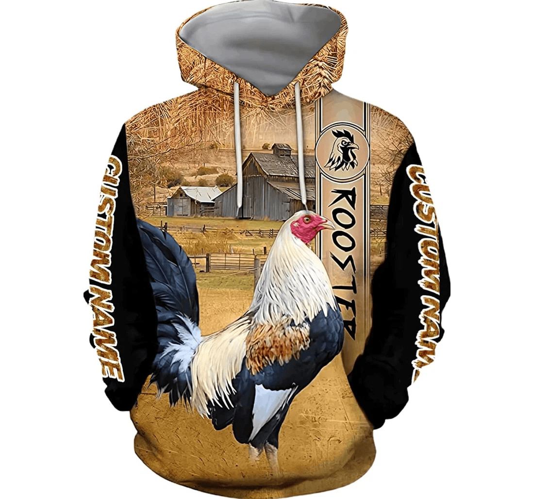 Personalized Rooster Rooster T - 3D Printed Pullover Hoodie