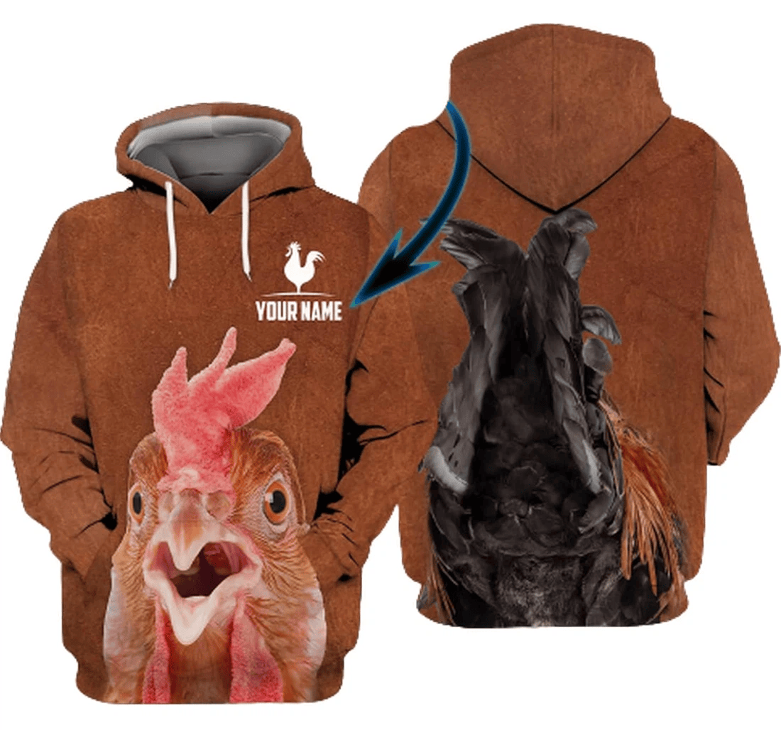 Personalized Rooster Brown Family - 3D Printed Pullover Hoodie