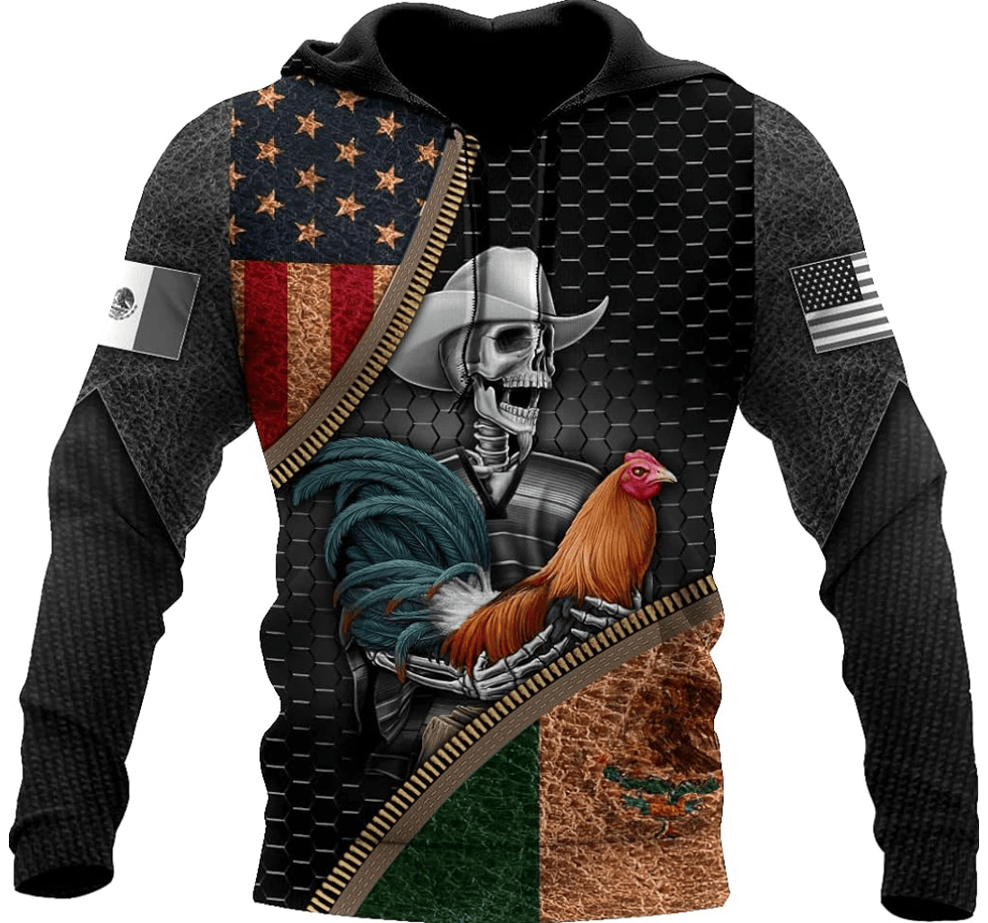 Personalized American Mexican Rooster T - 3D Printed Pullover Hoodie