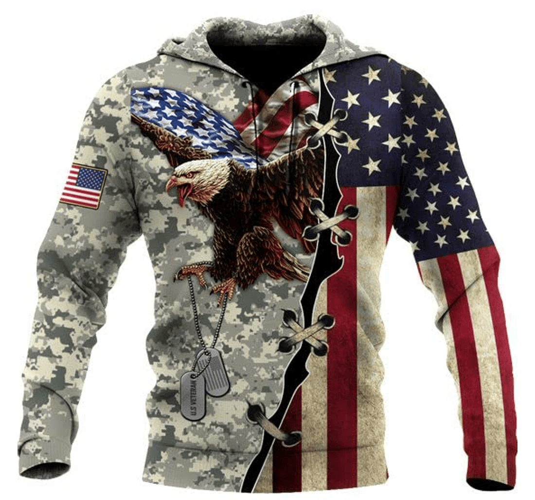 Personalized Us Veteran Independence Day American Up Hd - 3D Printed Pullover Hoodie