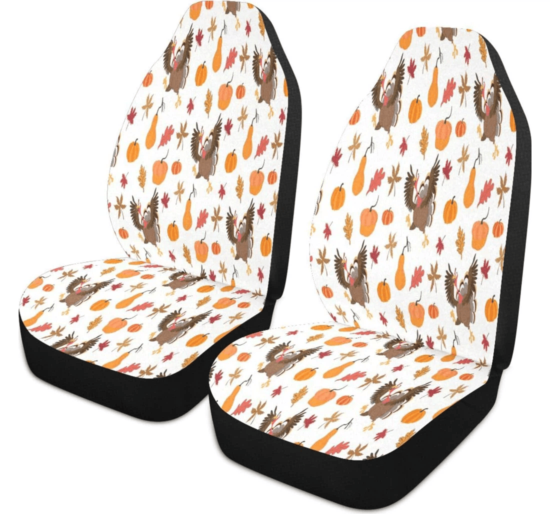 Personalized Thanksgiving Turkey Nonslip Stain Water Resistant Breathable Pack Universal Front Car Seat Cover