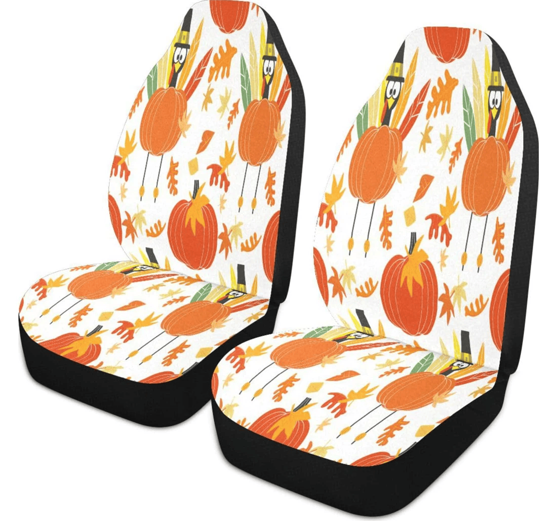 Personalized Thanksgiving Turkey Nonslip Stain Water Resistant Breathable Pack Universal Front Car Seat Cover