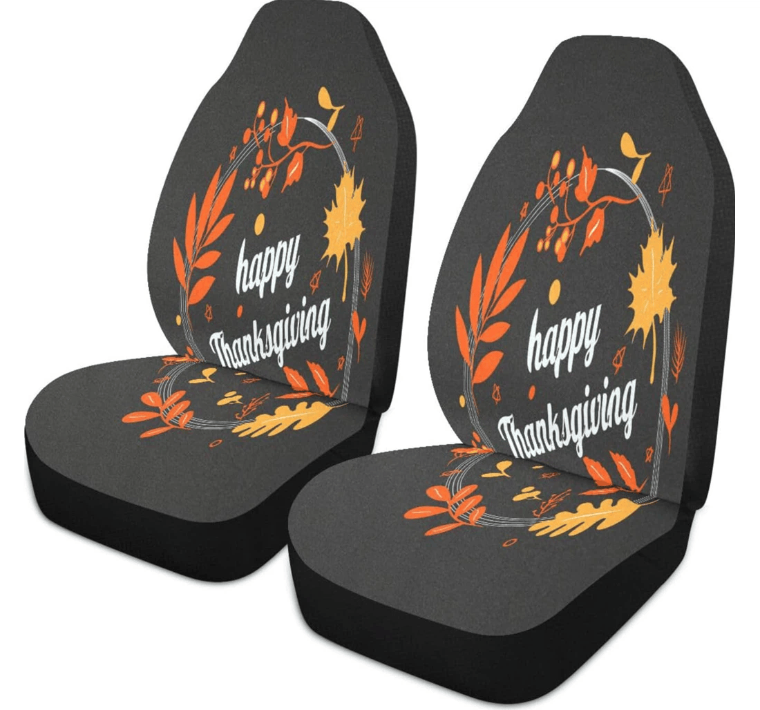 Personalized Thanksgiving Nonslip Stain Water Resistant Breathable Pack Universal Front Car Seat Cover