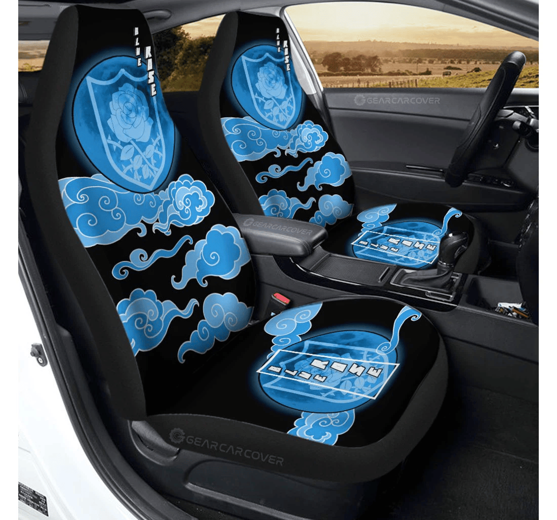 Personalized Blue Rose Custom Anime Black Clover Universal Front Car Seat Cover