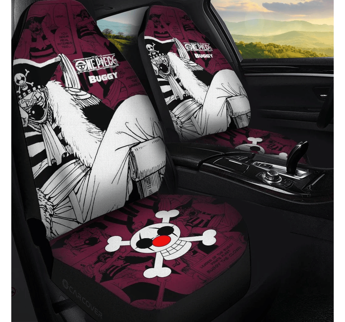 Personalized One Piece Buggy Custom Anime Mix Manga Universal Front Car Seat Cover