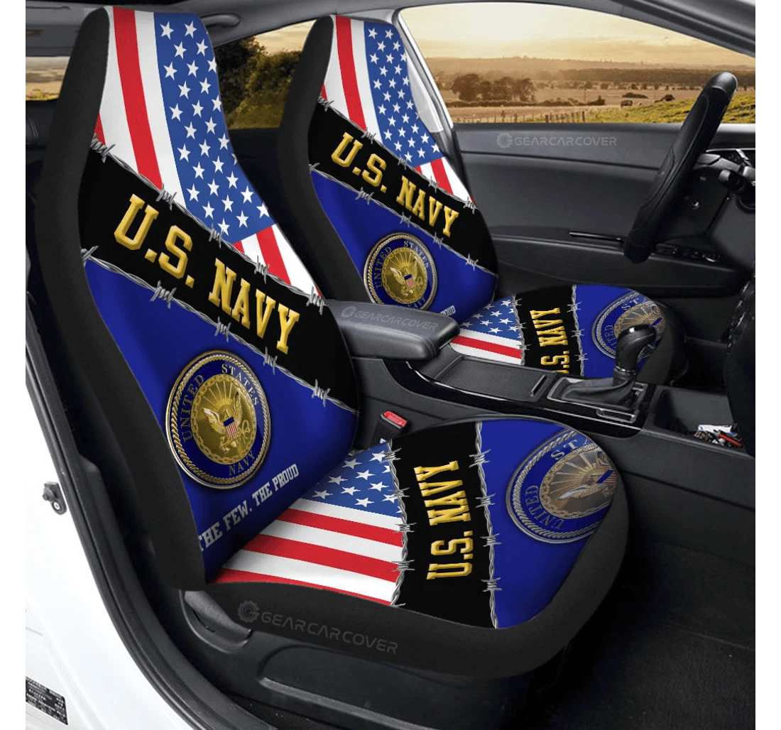 Personalized U S Navy Custom United States Military Universal Front Car Seat Cover