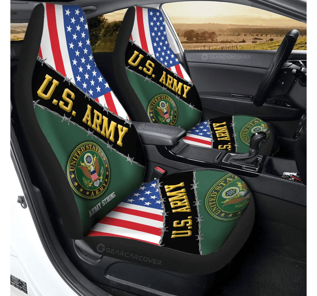 Personalized U S Army Custom United States Military Universal Front Car Seat Cover