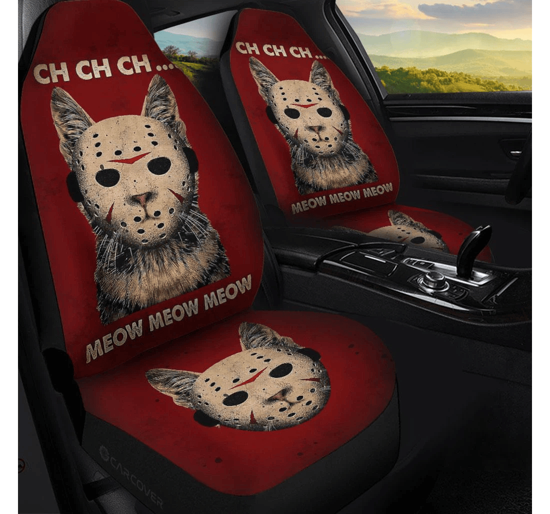 Personalized Jasson Mask Cat Custom Halloween Universal Front Car Seat Cover