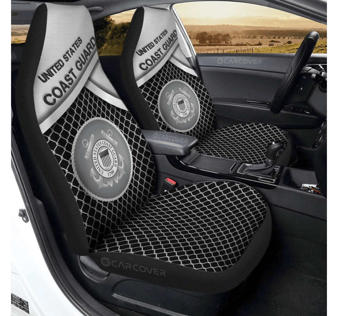 Personalized United States Coast Guard Custom Us Military Universal Front Car Seat Cover