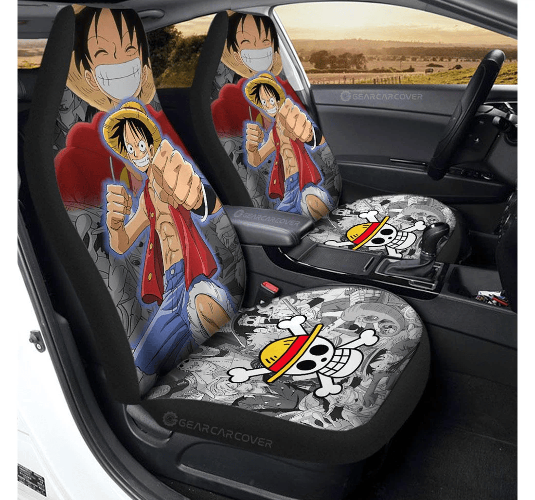 Personalized Monkey Luffy Custom One Piece Anime Universal Front Car Seat Cover