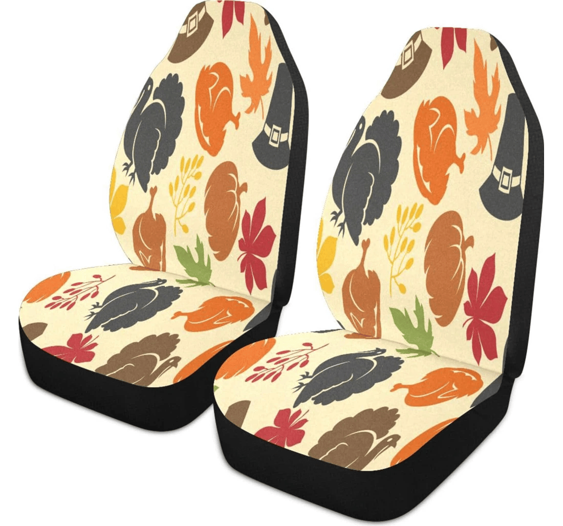 Personalized Thanksgiving Turkey Nonslip Stain Water Resistant Breathable Pack Universal Front Car Seat Cover