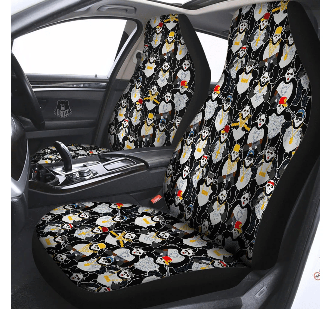Personalized Panda Gangster Gang Pattern Universal Front Car Seat Cover