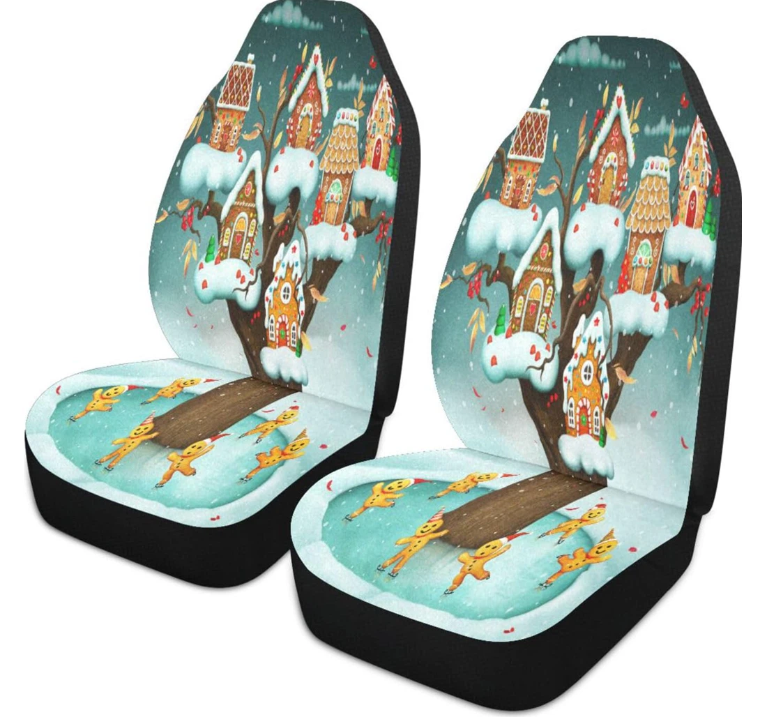 Personalized Christmas Gingerbread Man Nonslip Stain Water Resistant Breathable Pack Universal Front Car Seat Cover