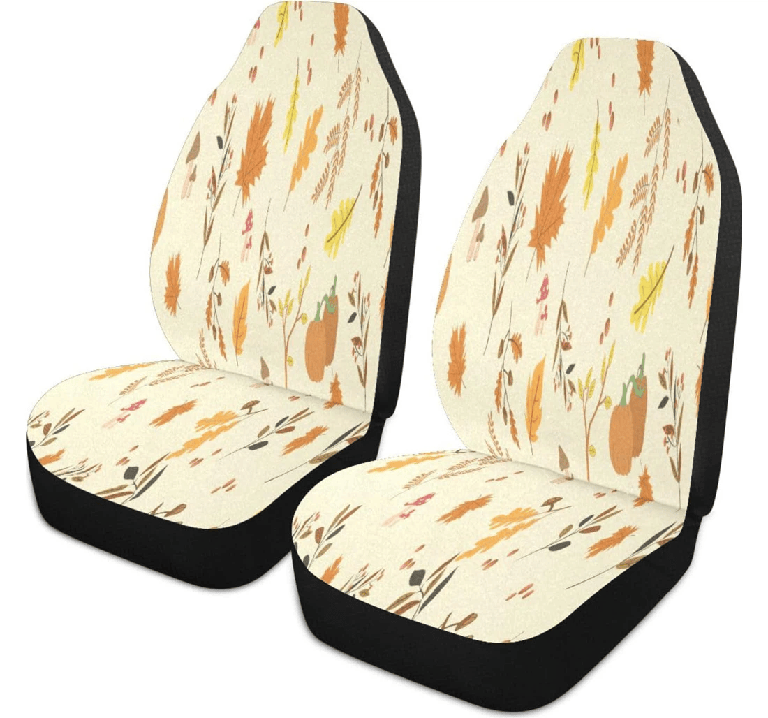 Personalized Autumn Maple Leaf Nonslip Stain Water Resistant Breathable Pack Universal Front Car Seat Cover