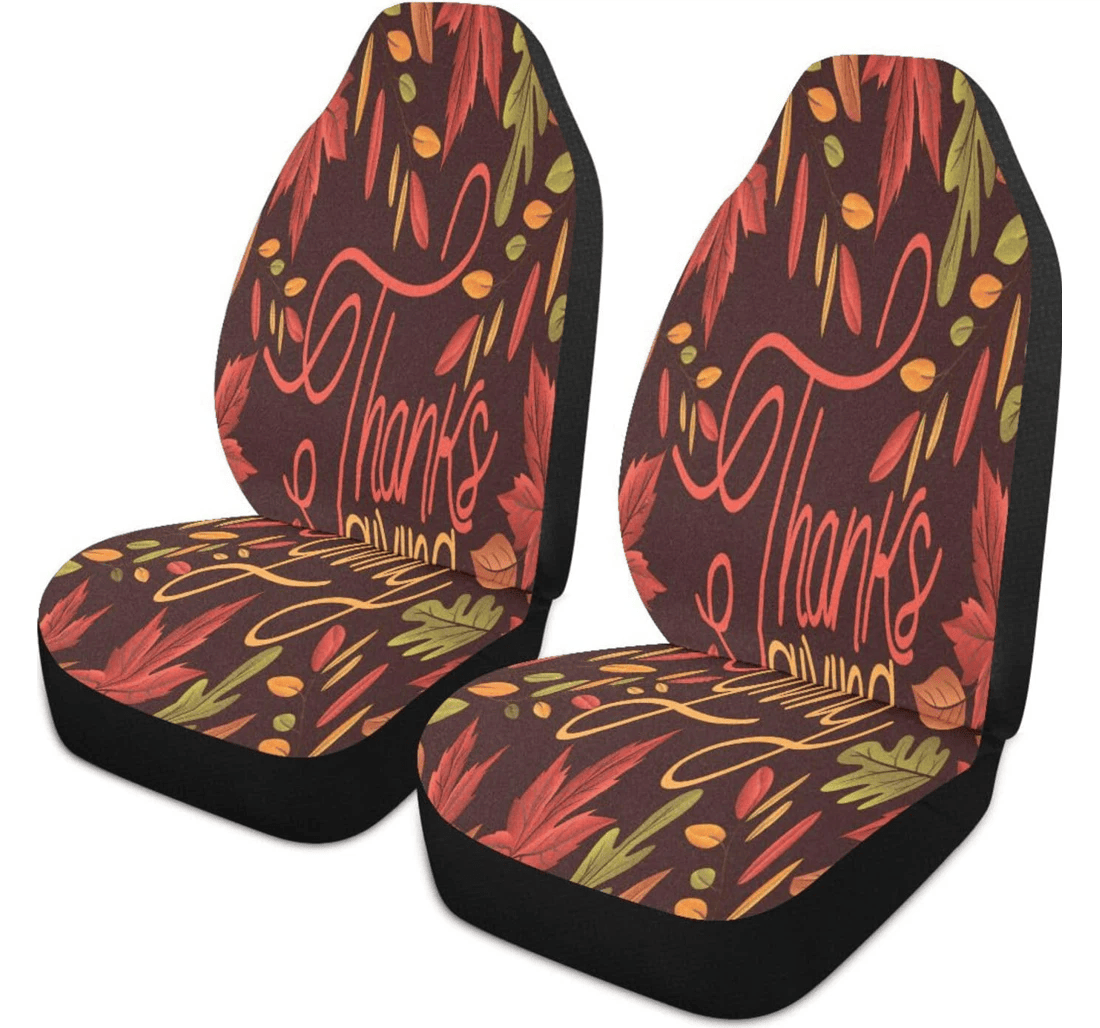 Personalized Thanksgiving Nonslip Stain Water Resistant Breathable Pack Universal Front Car Seat Cover