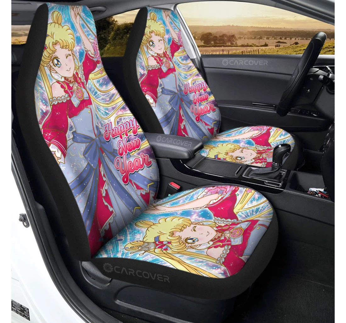 Personalized Sailor Moon Custom Happy New Year Anime Universal Front Car Seat Cover