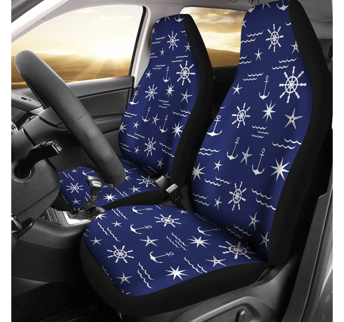 Personalized Pattern Anchor Nautical Universal Front Car Seat Cover