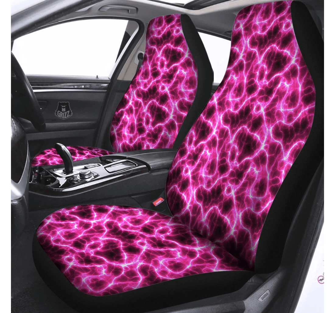 Personalized Abstract Pink Electrical Sparks Pattern Universal Front Car Seat Cover