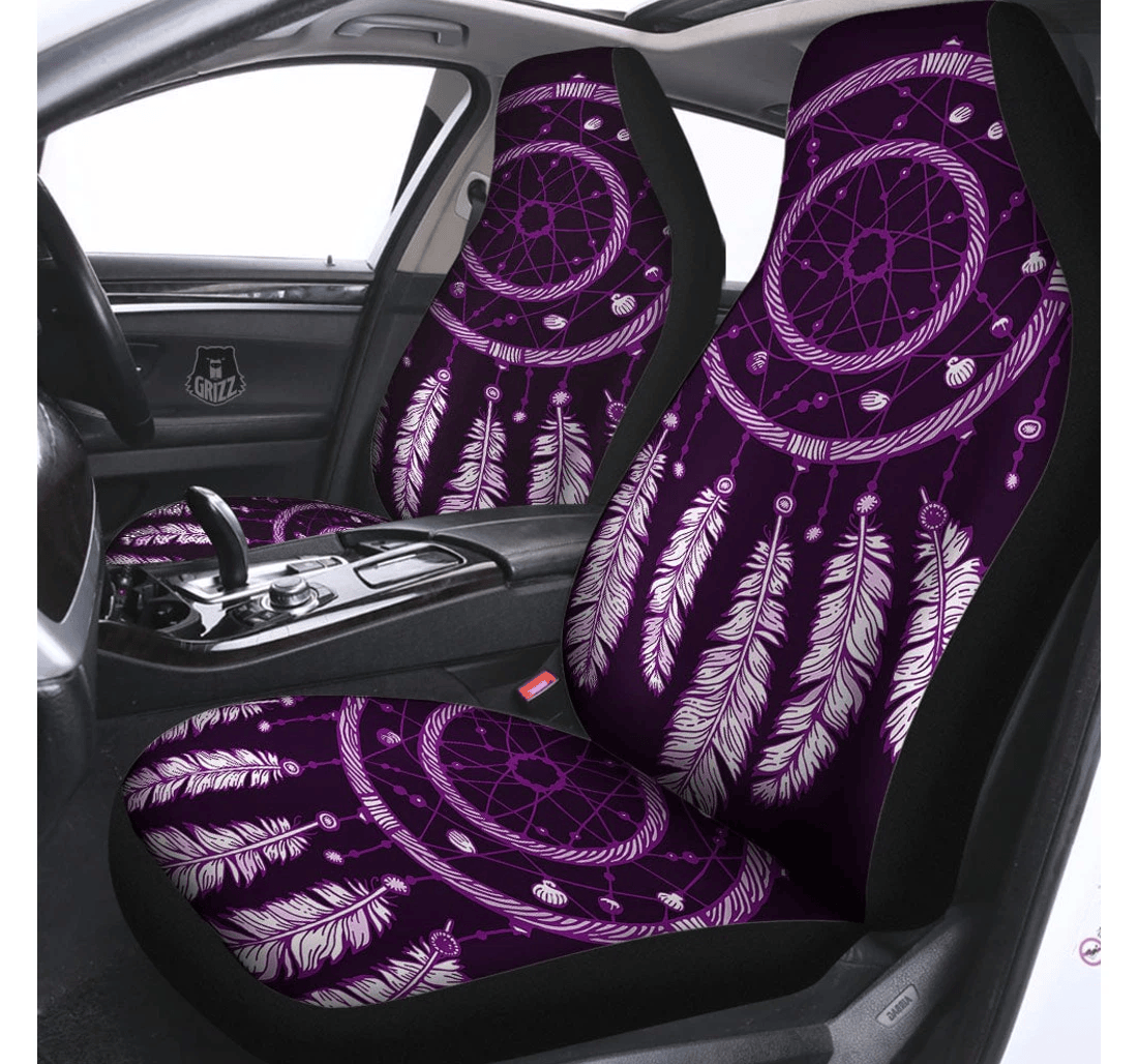 Personalized Dream Catcher Purple Indian Universal Front Car Seat Cover