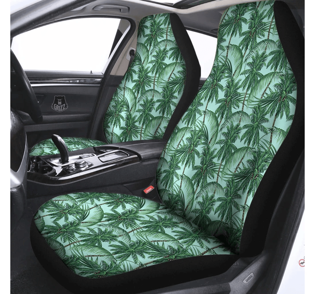 Personalized Coconut Leaf Universal Front Car Seat Cover