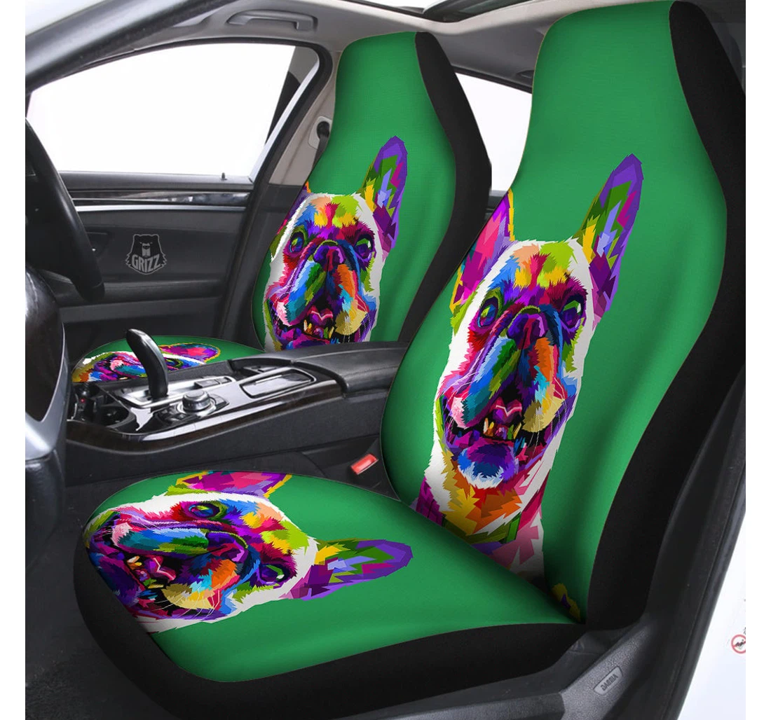 Personalized French Bulldog Coloful Universal Front Car Seat Cover