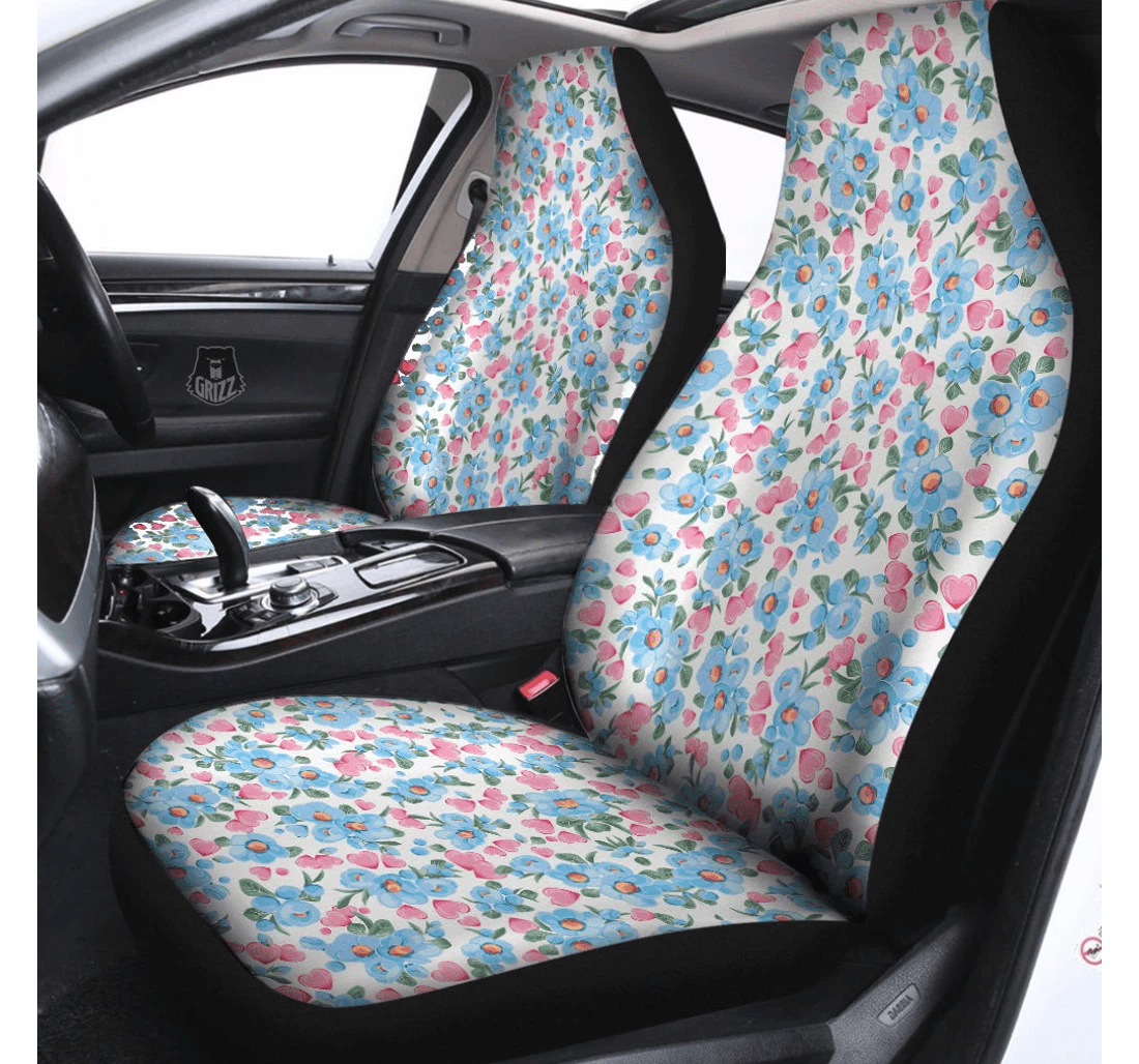 Personalized Heart Flower Valentine's Pattern Universal Front Car Seat Cover