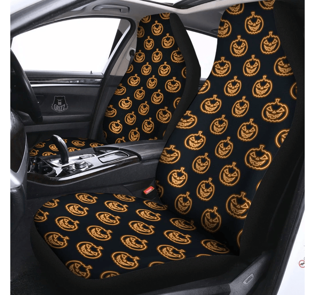 Personalized Pumpkin Halloween Pattern Universal Front Car Seat Cover