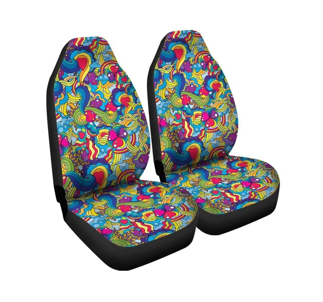 Personalized Valentine Heart Hippie Trippy Universal Front Car Seat Cover