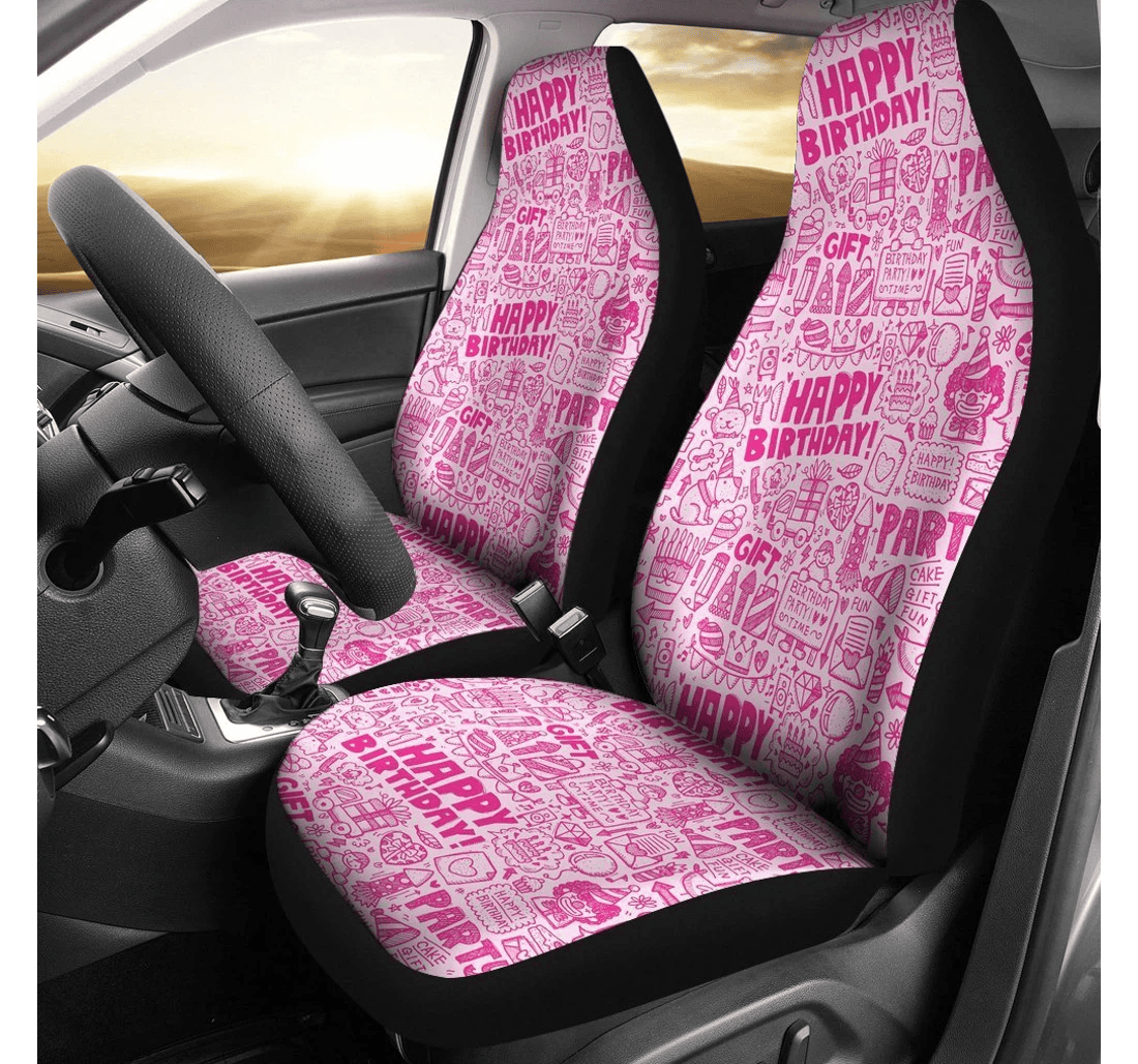 Personalized Happy Birthday Pattern Universal Front Car Seat Cover